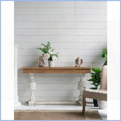 Table basse en bois de sapin rétro Alcott avec finition blanchie - idéale pour la salle à manger Maison, style héritage chaleureux