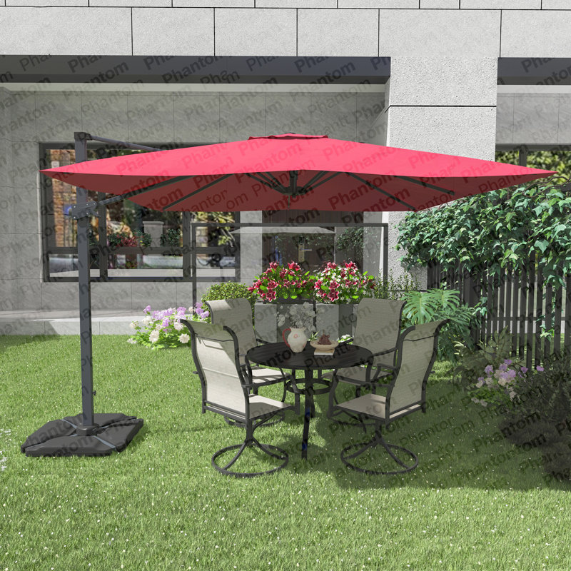 Parasol carré en porte-à-faux 10 pi en rouge (sans base de parasol), Red