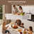 72" Kitchen Island With Storage,Kitchen Cabinet with Seating Area and Large Worktop, Stable Wooden Structure, Modern Style, Easy to Assemble,Wood Table Top-1470832967-1470832966