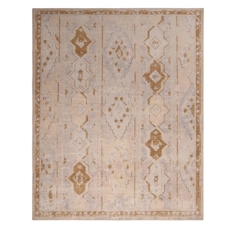 Distressed Homage Hand Knotted Wool Area Rug, Rectangle 10' x 14'