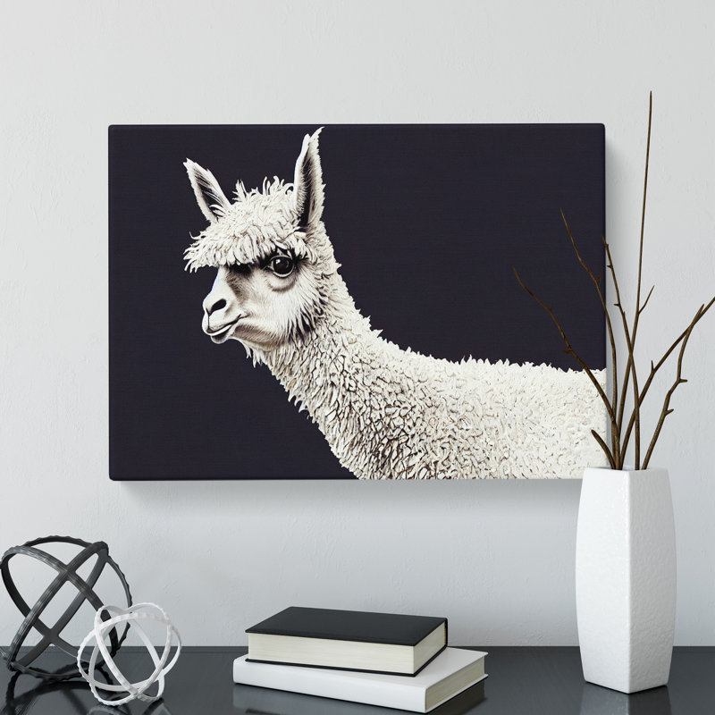Portrait Of A Llama - Wrapped Canvas, 40cm H x 60cm W x 3cm D