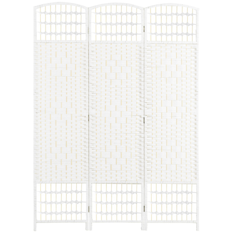 Paravent 3 panneaux, écran d'intimité pliable, séparateur de pièce 5,6 pi, cloison de séparation autoportante en fibre Wave pour pièces, maison, bureau, blanc
