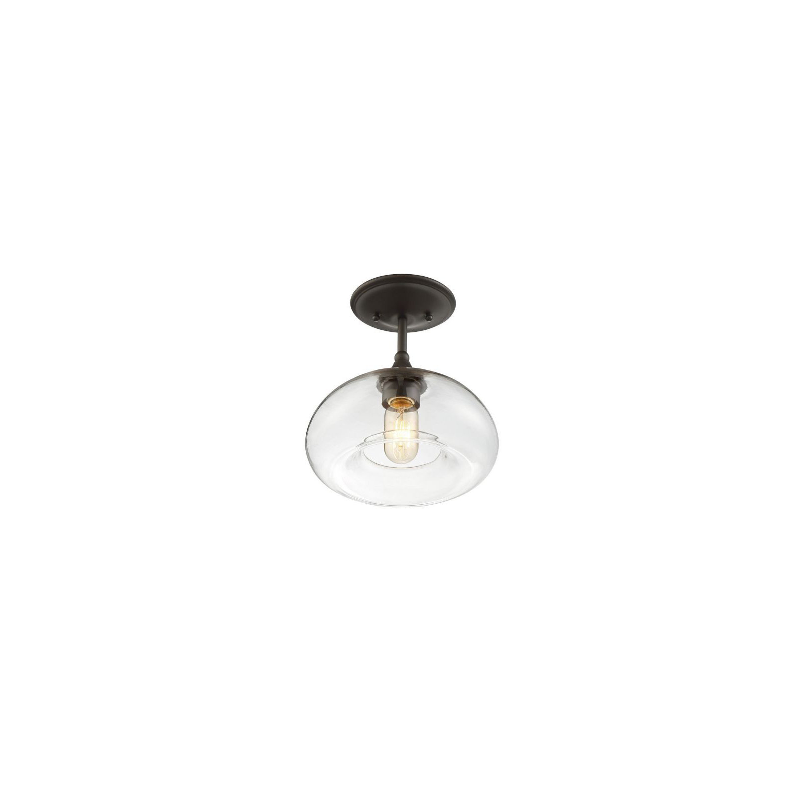 Lani Single Light Glass Semi Flush Mount, Oil Rubbed Bronze