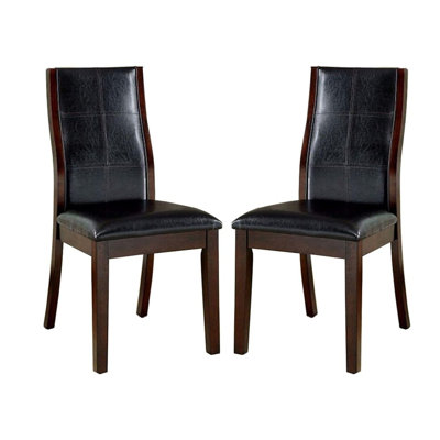 2 chaises de salle à manger en merisier brun, revêtement de siège, élément de dossier incurvé, structure en bois massif moderne (2 pièces)