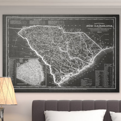 «Vintage Map South Carloina», reproduction d'impression sur toile