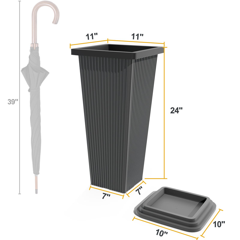 Tall Tapered Plastic Planter Set of 2 with Tray – 24"H Large Indoor & Outdoor Planters for Porch, Patio, Backyard – Grey