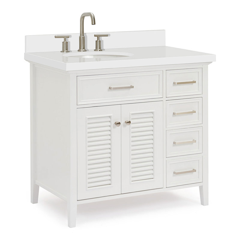 Kensington 37'' W Single Vanity, White, Oval