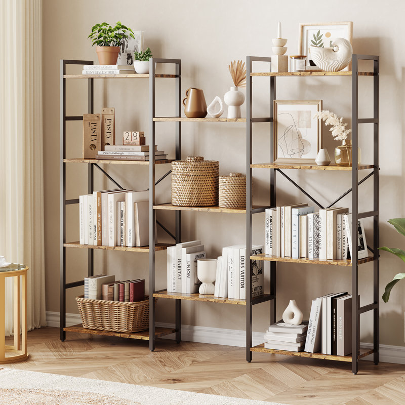 138.4cm H x 158cm W Iron Bookcase, Brown