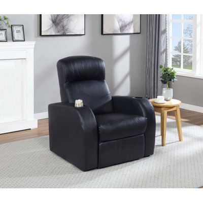 Ashlee Home Theatre Upholstered Recliner Black