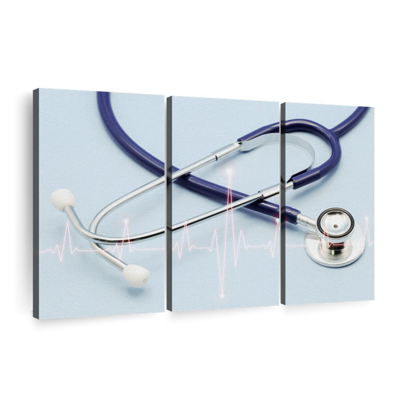 Stéthoscope médical, reproduction d'art sur toile, H 24 po x l 38 po x P 1,25 po