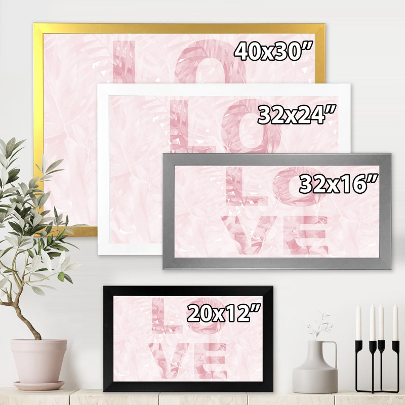«Pink Pastel Love», reproduction sur toile encadrée, Cadre noir, H 12 po x l 20 po x p 1 po