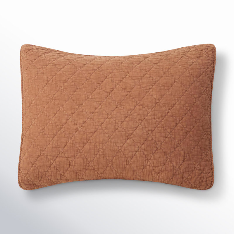 Stonewashed Cotton Gauze Solid Color Classic Casual Modern Rustic Pillow Sham, Standard/Twin, Copper