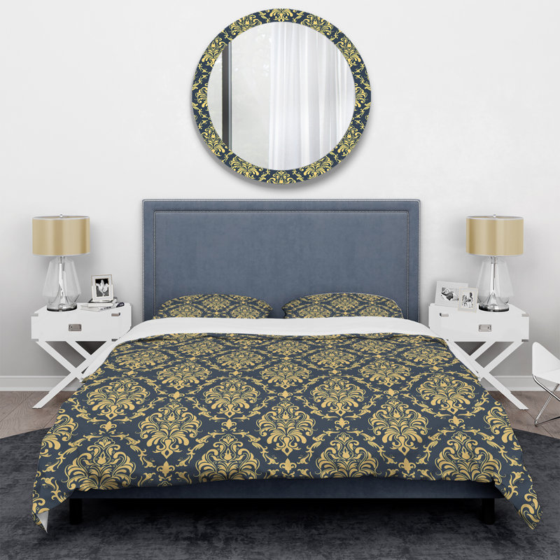 Grey Damask Polyester Damask Duvet Cover