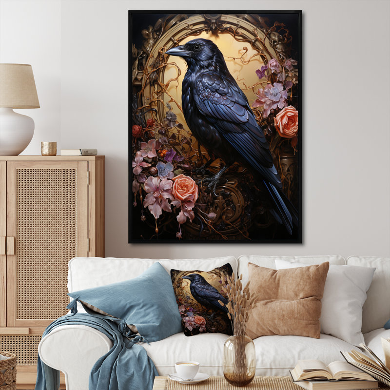 Caodhan Crow, opulent serment sur toile, H 44 po x l 34 po x P 1,5 po, Cadre flottant noir