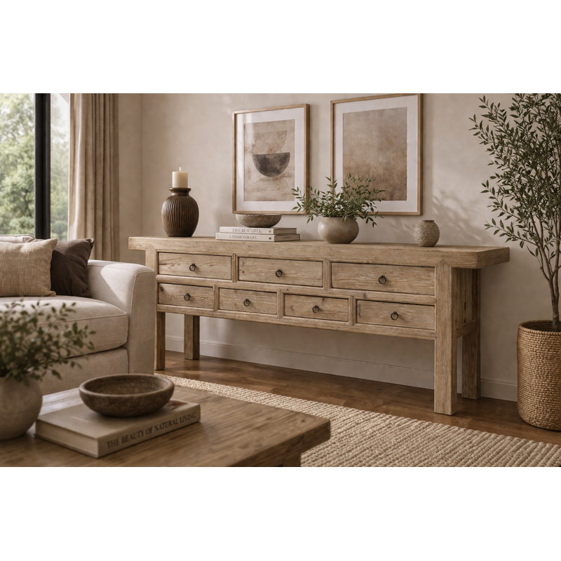 Capri Pine Solid Wood Sideboard, 35"H x 98"W x 19.7"D, Brown