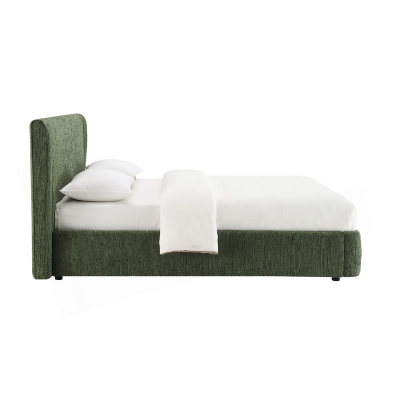 Lit double en chenille vert foncé Cheryl (aucun outil requis)