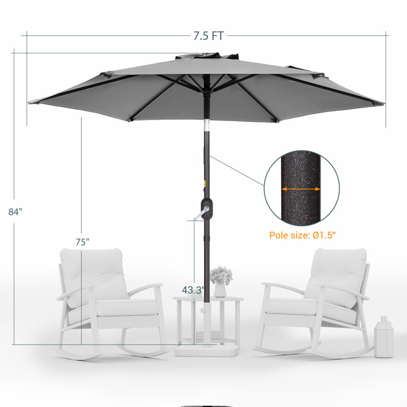 Parasol Sawyer, gris, H 92,9 po x l 90 po x P 90 po
