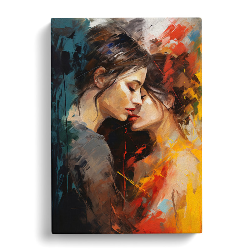 Two Women In Love Gestural No.2 - No Frame Art Prints - Wrapped Canvas, 76cm H x 50cm W x 3cm D