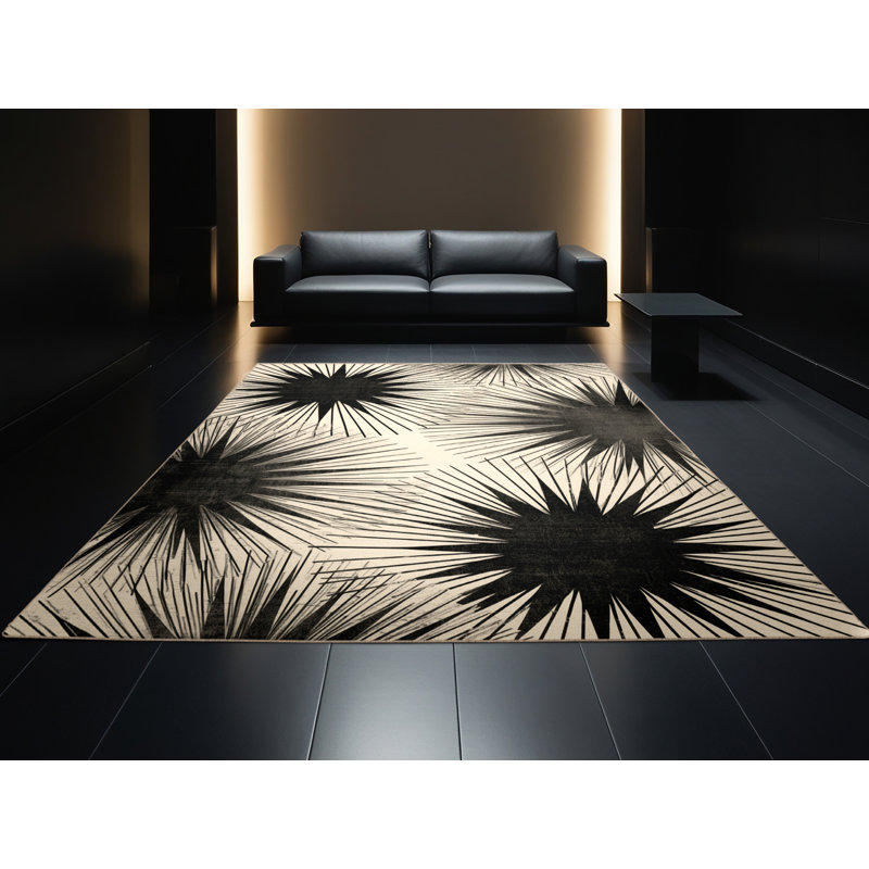 Tapis art déco doux et moelleux Eatman, 8 pieds carrés