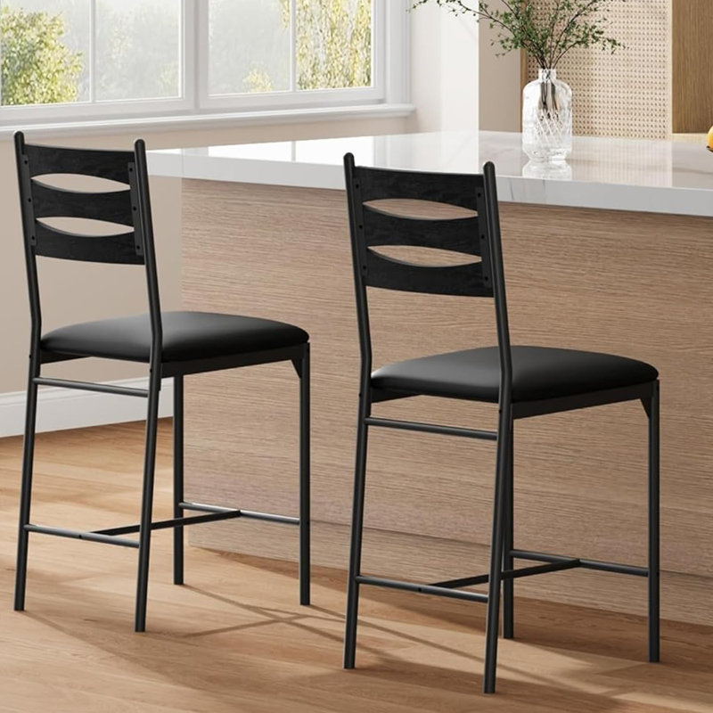 Counter Stool with Metal Frame, 60.83 cm, Black