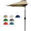 Demi-parasol demi-patio - Parasol de patio de 9 pi avec manivelle - Petit auvent pour balcon, table ou terrasse par Pure Garden (brun clair)