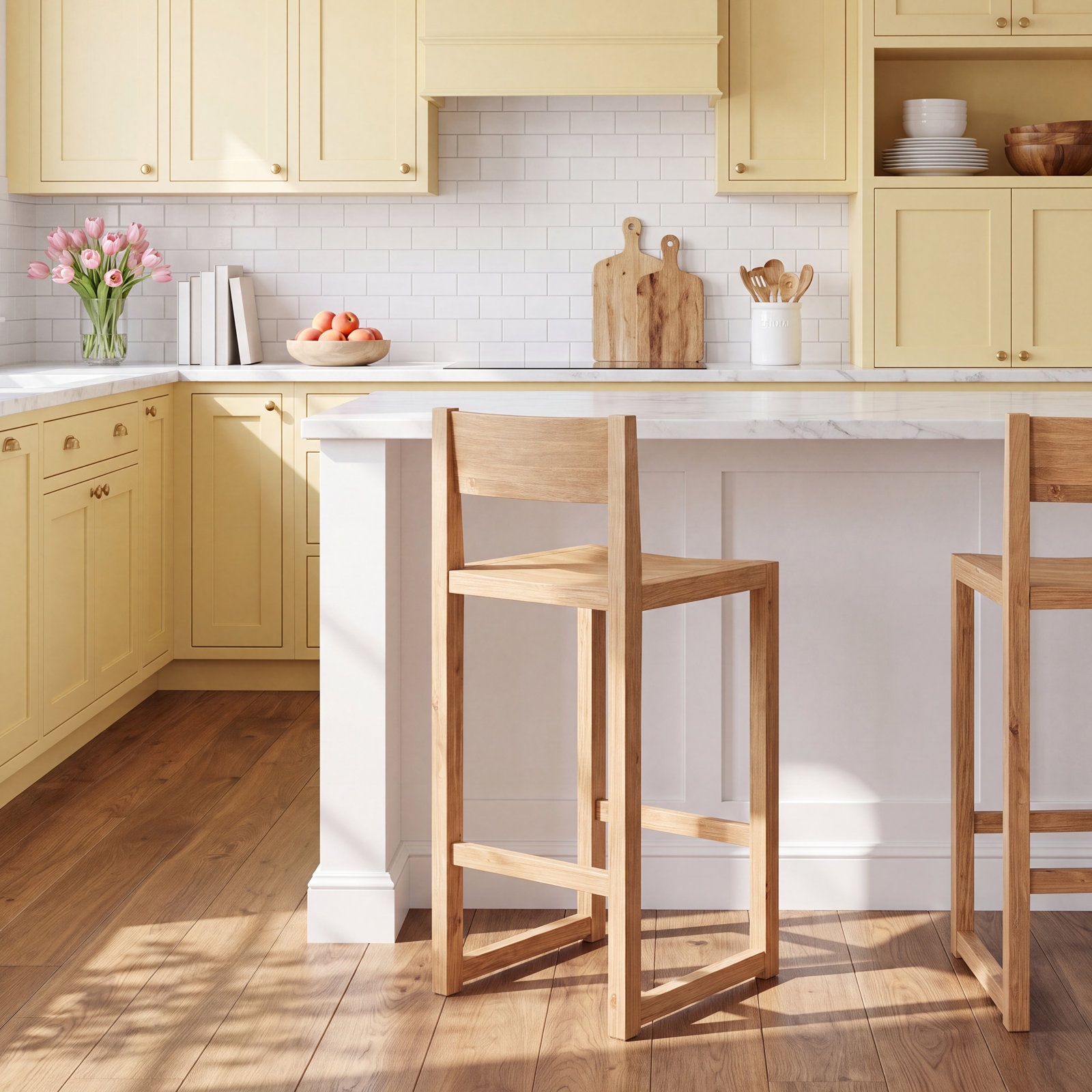 Modica Bar Stool, Counter Stool (24" Seat Height), Natural Brown