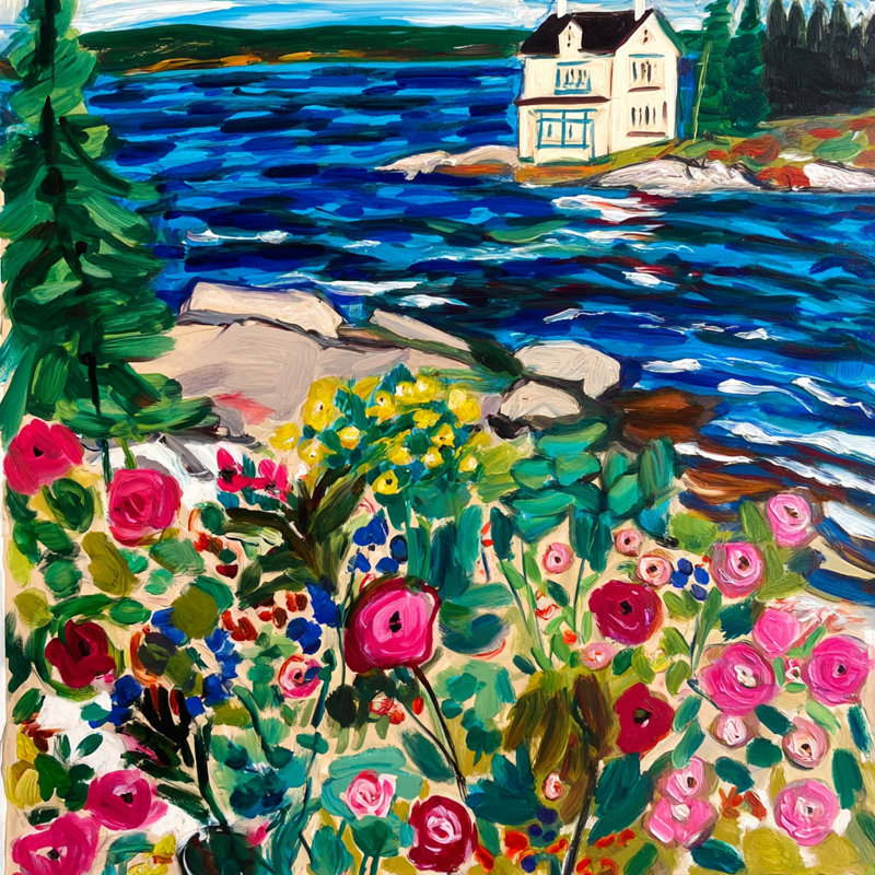 «Blue Shore Garden», art mural sur toile tendue, l 40 po x H 40 po x P 1,5 po