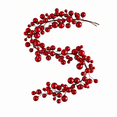 5.91 Feet Artificial Christmas Ball Garland, Bendable Beaded Ornament Garland for Fireplace Mantel Staircase Holiday Wedding Party Decor