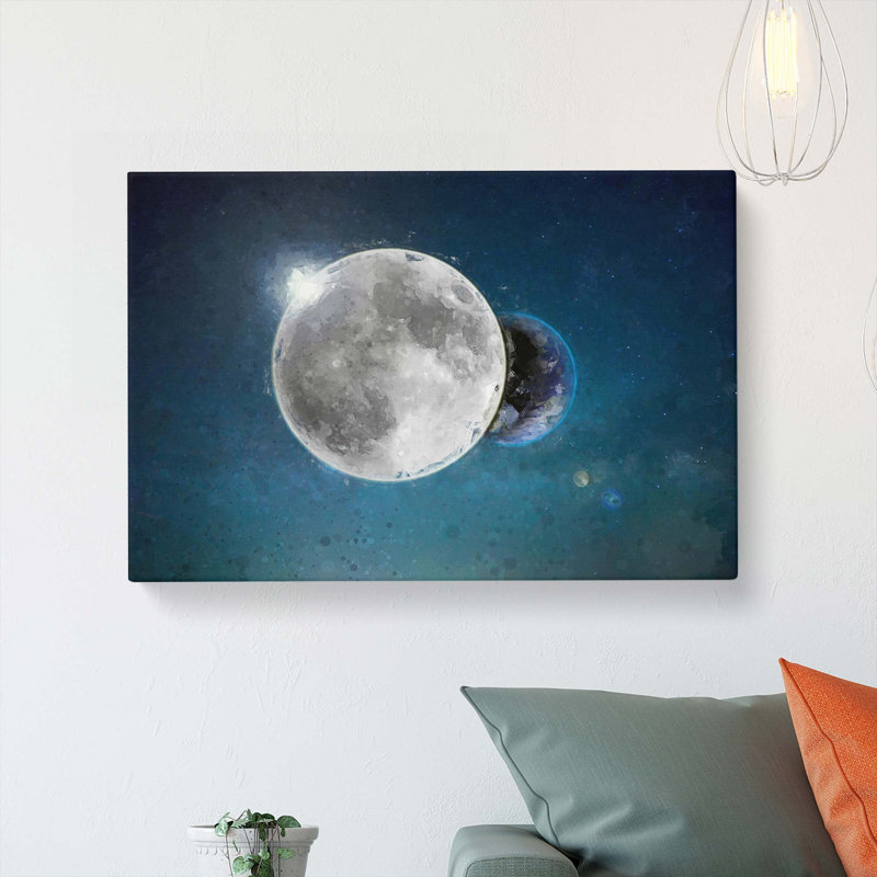 Earth Behind the Moon in Abstract - Wrapped Canvas, 50cm H x 76cm W x 3cm D