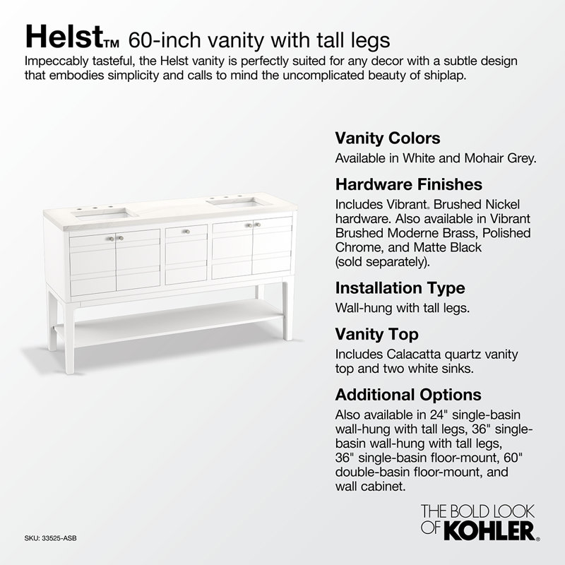 Helst 60-In Bathroom Vanity Set, White