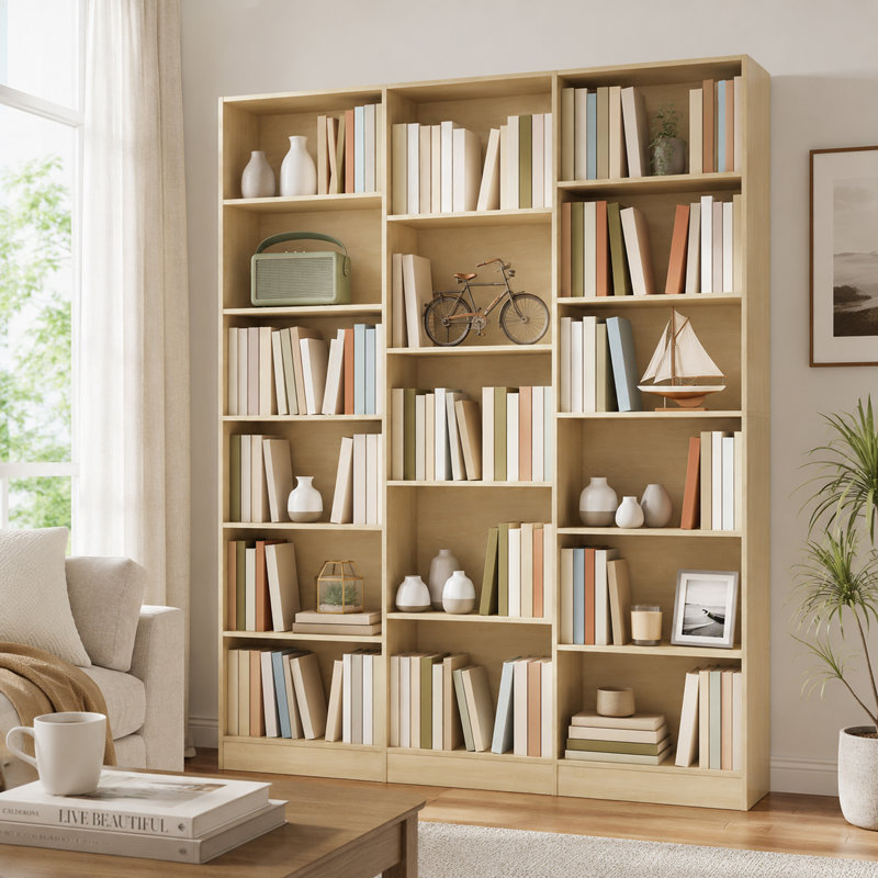188 cm H x 149 cm W Particle Board Bookcase