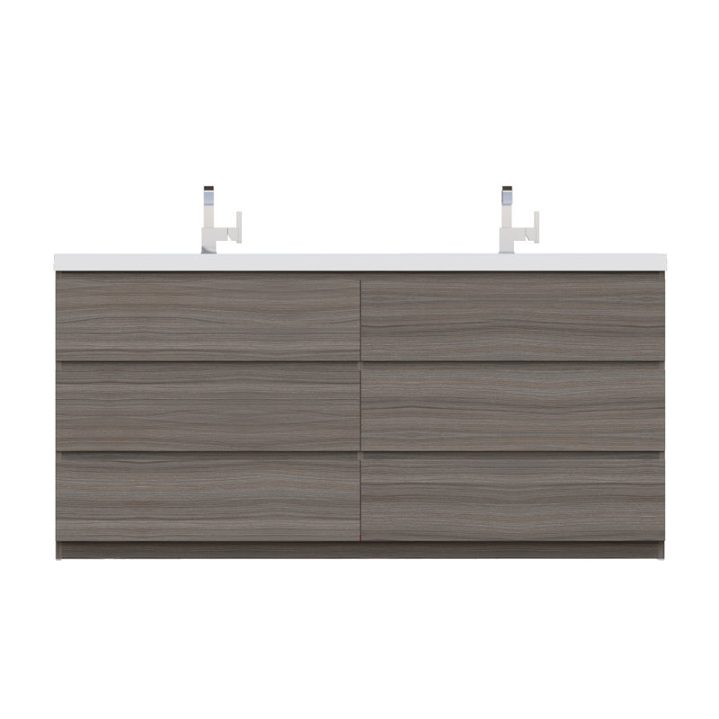 Ensemble de meuble-lavabo double 72 po Arjina, Gris