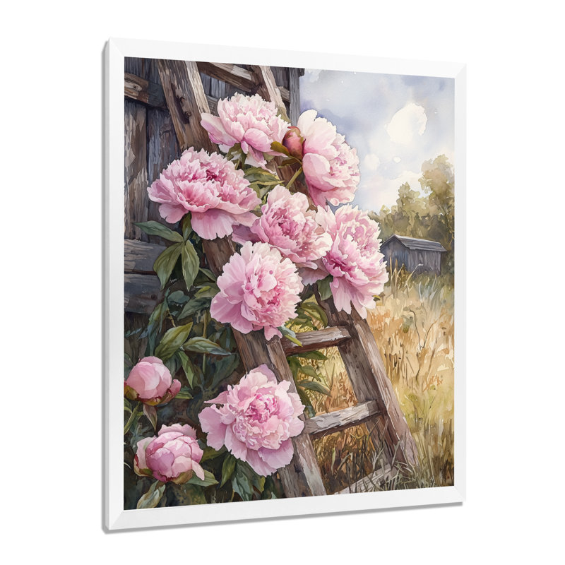 Ellerbe - impressions sur toile florales, H 32 po x l 24 po, Blanc, Picture Framed
