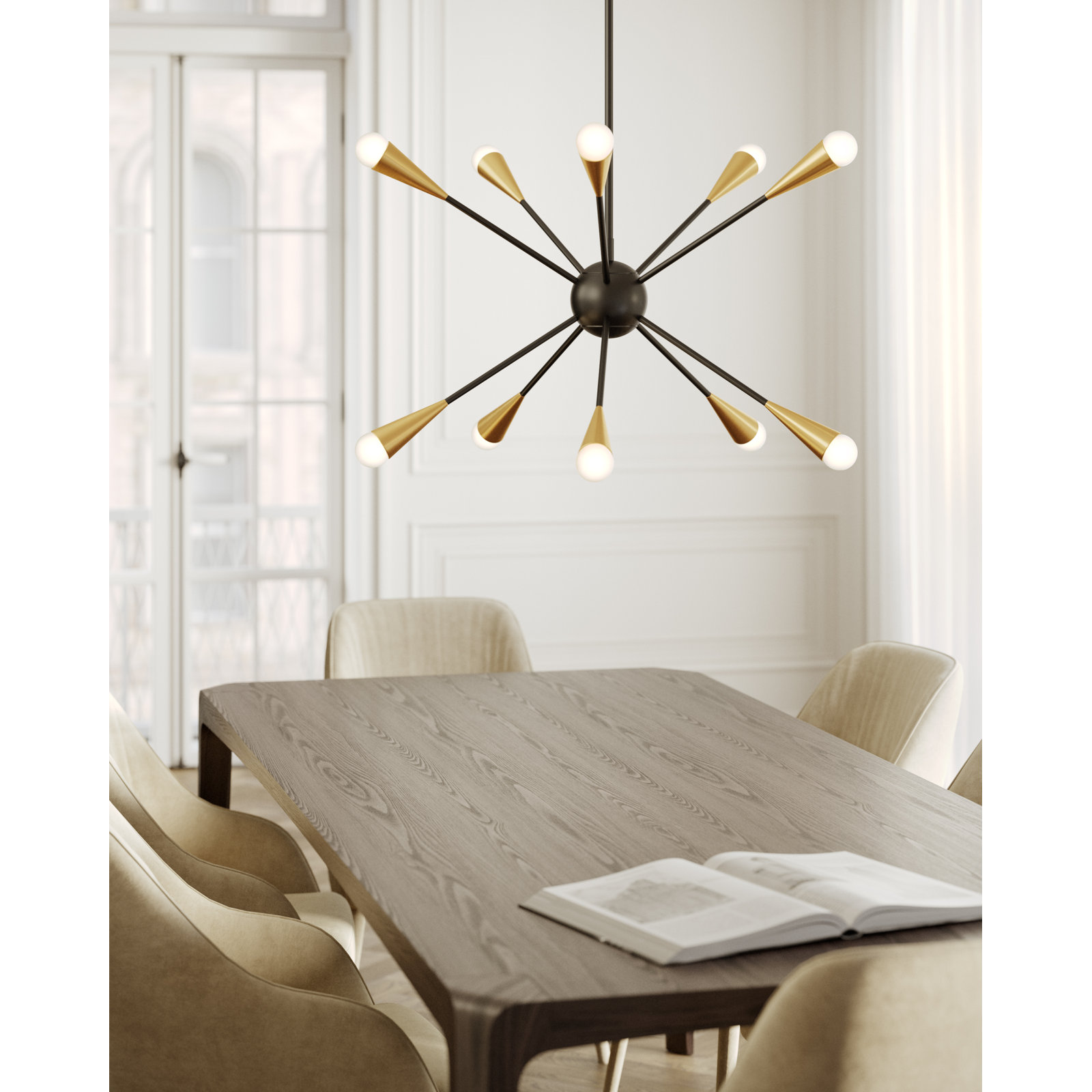 Addley 10 - Light Dimmable Sputnik Chandelier, Midnight Black, 12 Lights