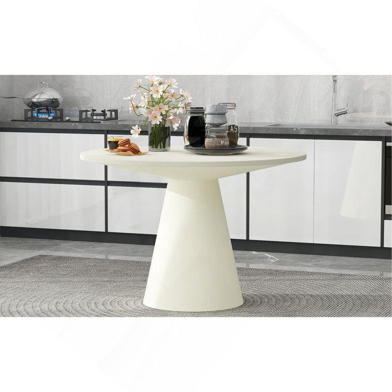 Table de salle à manger Trexm, Blanc crémeux, 30.25" H x 46.5" L x 46.5" W