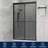 48" X 76" Framed Double Sliding Shower Door With Gray Tempered Glass, Matte Black