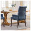 Chaise rembourrée en chenille bleue avec dossier capitonné - Élégante chaise d'appoint avec pieds courbés en bois massif pour la salle à manger et la cuisine