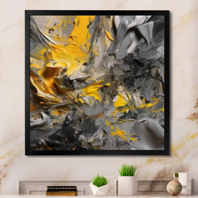 Deonka Mustard Yellow And Vivid Gray V - Abstract Wall Decor
