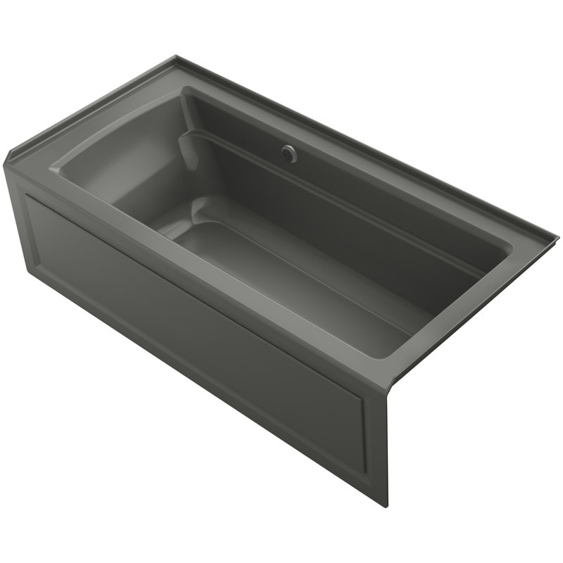 Archer 66" X 32" Alcove Bath with Bask Heated Surface, Integral Apron, Integral Flange, and Right-Hand Drain, Thunder Gray