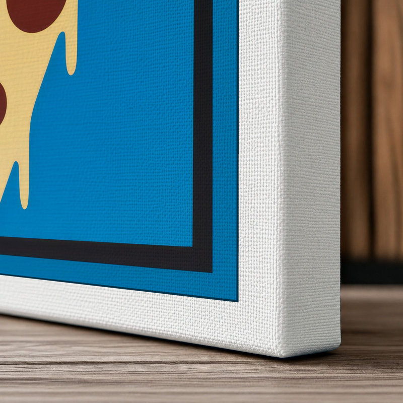 Pizza and Characters Retro - Wrapped Canvas, 30x20 - 76.2 x 50.8 cm, White Border