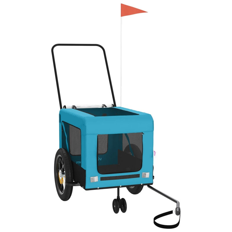 Foldable Pet Bike Trailer, Blue/Black