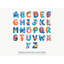 Ocean Animal Alphabet Wall Decals, Set of 26 Educational Peel and Stick Wall Stickers, Classroom Playroom Decor, Kids Learning Wall Art, 20"W x 20"H (50 x 50 cm)-392951086