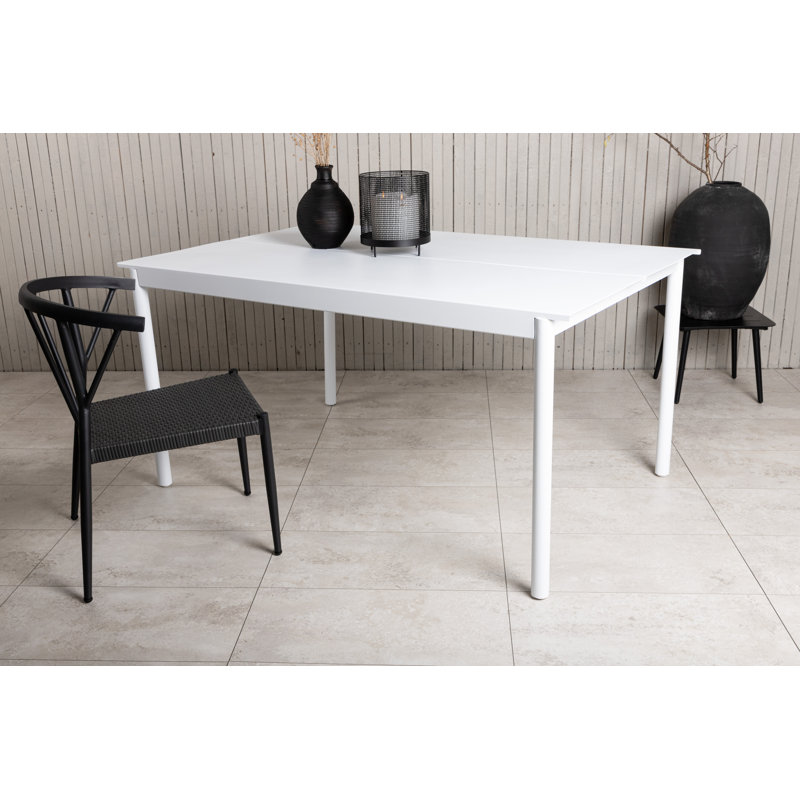 Ekaterena Rectangular Metal Outdoor Dining Table , cm W cm D, White, 75cm H x 150cm L x 90cm D
