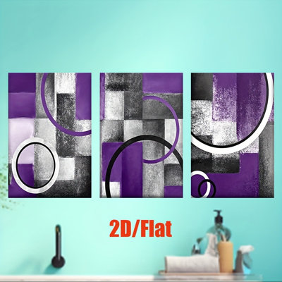 Glam Purple Abstract 3-Piece Canvas Print - Stylish Living Space
