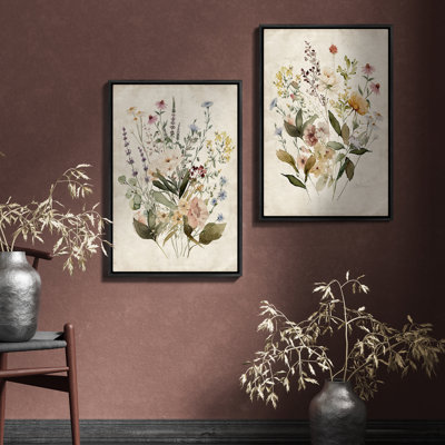 Art mural vintage encadré, beaux-arts, antique classique pour chambre à coucher - ensemble de 2