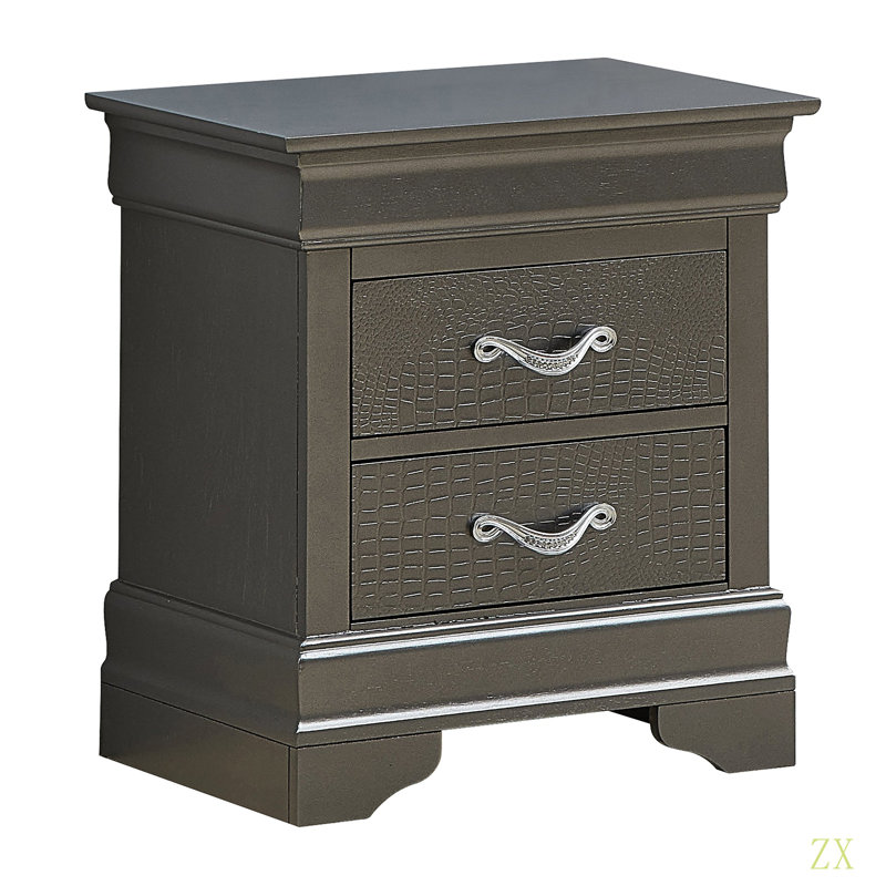 Élégante table de chevet métallique avec tiroirs, Noir