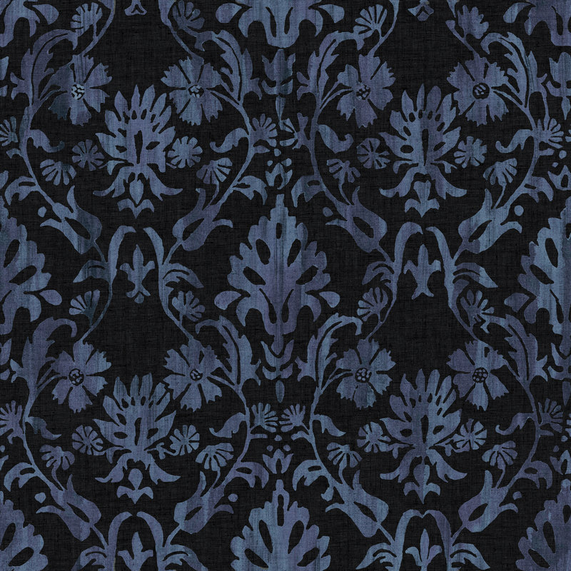 Papier peint auto-adhésif Blooming Damask, Noir
