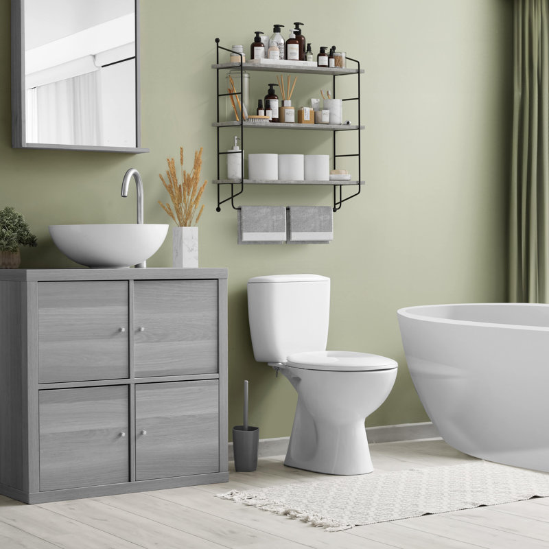Tablettes de salle de bain flottantes à 3 niveaux Sorbus, Gris