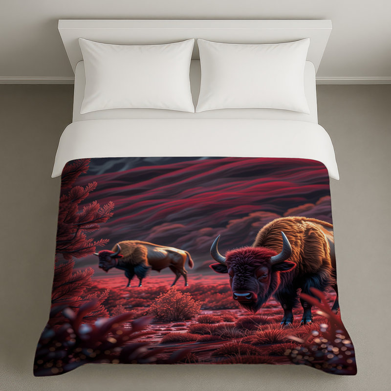 Bison dans un paysage rouge housses de couette, Grand lit