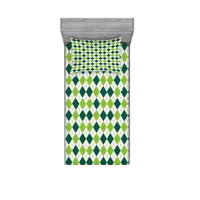 Microfiber Geometric Sheet Set, Twin XL Sheet Set with Fitted Sheet